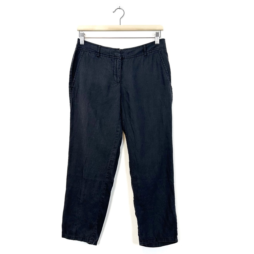 Eileen Fisher | Charcoal 100% Organic Linen Cropped Tapered‎ Leg Pants Size 4